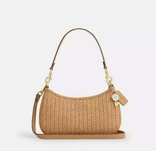 Camille Woven Shoulder Bag With Charm